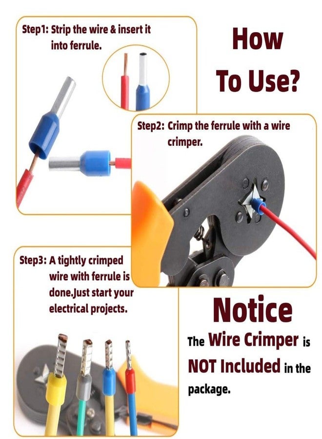 QEEIG 1200PCS Terminal Ferrule Crimping Tool Kit with AWG23-7 Wire Crimper Plier Self-adjustable Ratchet Set Electrical Connectors | Pack of - 01 - Image 4
