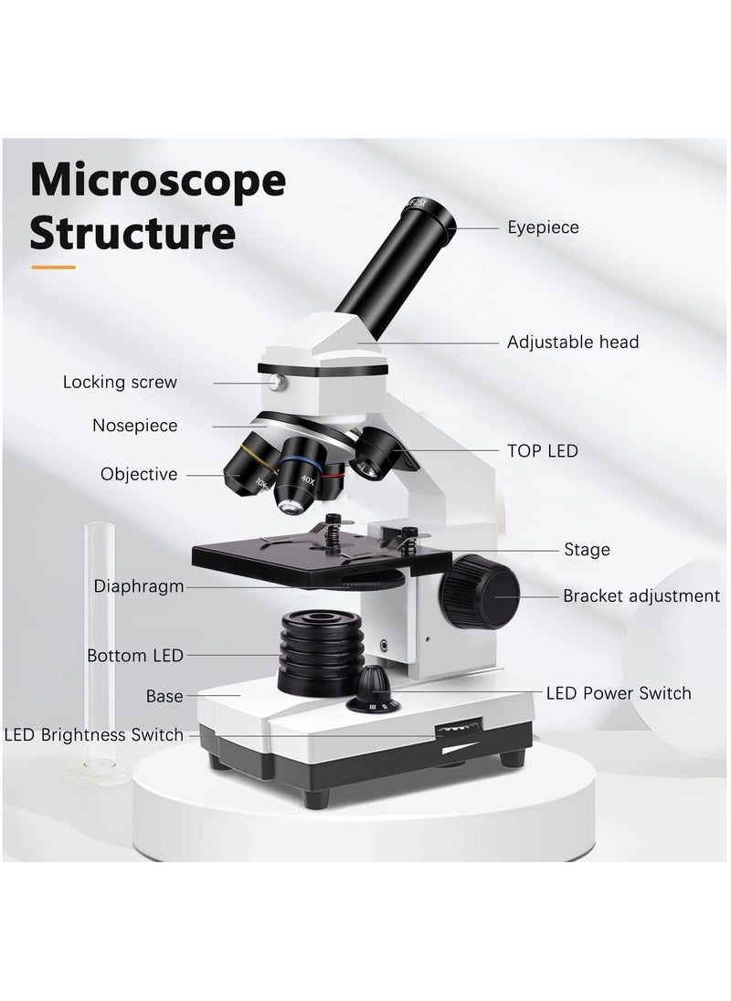 KASTWAVE - 100X-2000X Microscopes for Kids Students Adults, Powerful Biological Microscopes for School Laboratory Home Education,with Microscope Slides Set, Phone Adapter - Image 1