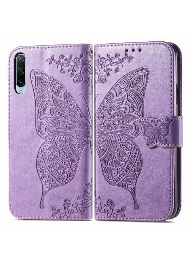 اس-توب جراب هاتف Honor 30i من الجلد المنقوش بنقشة زهور الحب والفراشات - Image 2