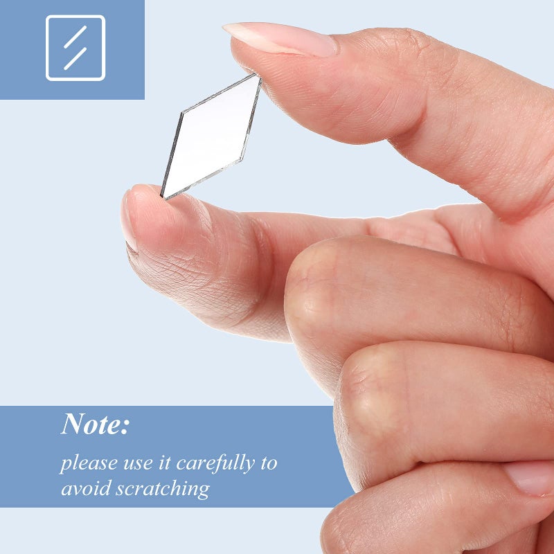 Potchen 500 Pcs Diamond Shape Mirror Pieces for Craft 0.5 x 1 Inch Small Rhombus Mirror Mosaic Tiles Mini Square Triangle Glass Tile for Art and Craft Wall Door Home Decorations Making Supplies - Image 5