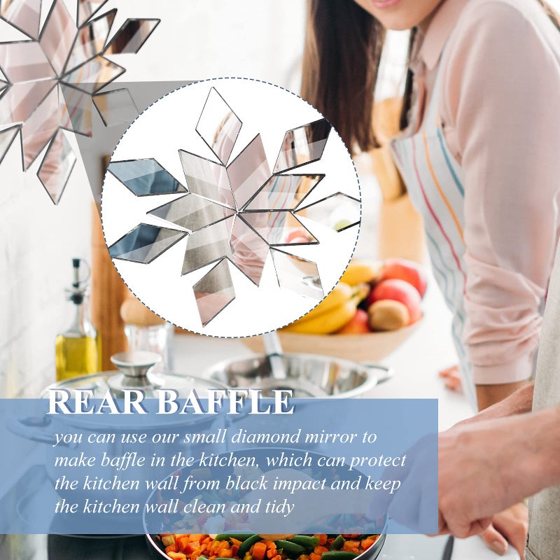 Potchen 500 Pcs Diamond Shape Mirror Pieces for Craft 0.5 x 1 Inch Small Rhombus Mirror Mosaic Tiles Mini Square Triangle Glass Tile for Art and Craft Wall Door Home Decorations Making Supplies - Image 2