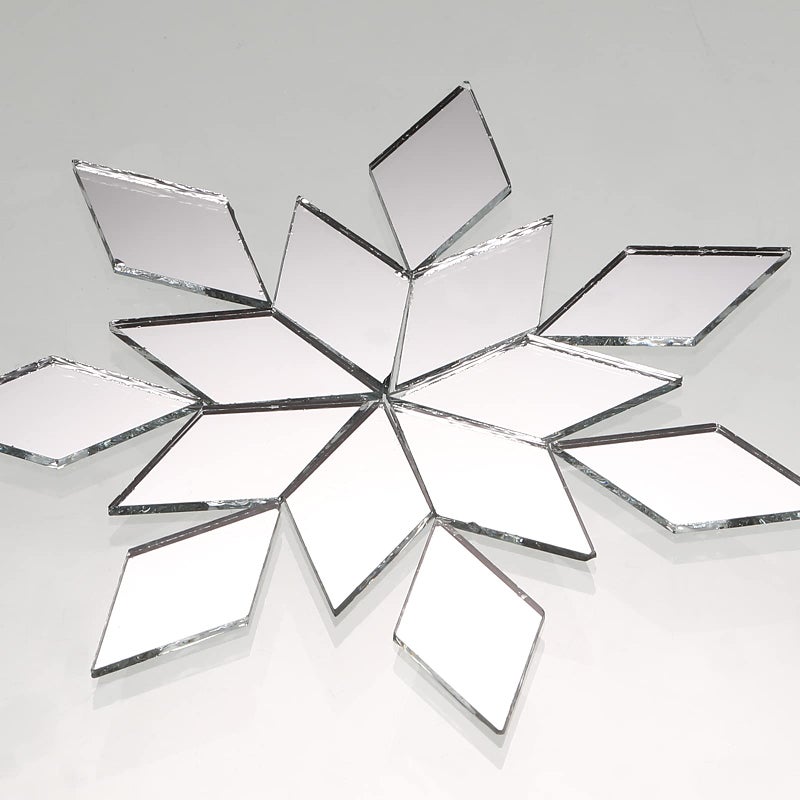 Potchen 500 Pcs Diamond Shape Mirror Pieces for Craft 0.5 x 1 Inch Small Rhombus Mirror Mosaic Tiles Mini Square Triangle Glass Tile for Art and Craft Wall Door Home Decorations Making Supplies - Image 1