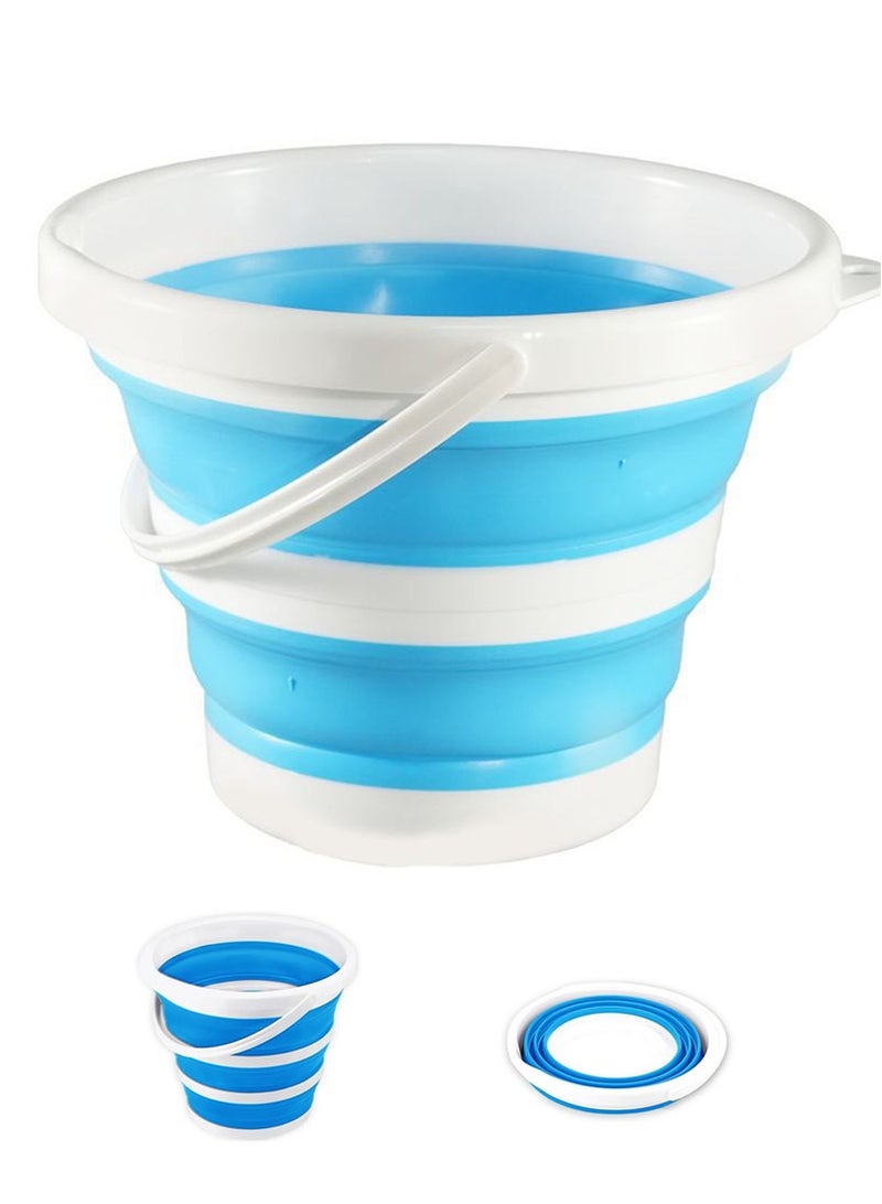 Collapsible Water Bucket (10.5L) – Portable, Easy to Carry & Store, Ideal for Car Wash, Cleaning, Camping, Fishing and Outdoor Activities with Collapsible Handle Design,Blue. - Image 1
