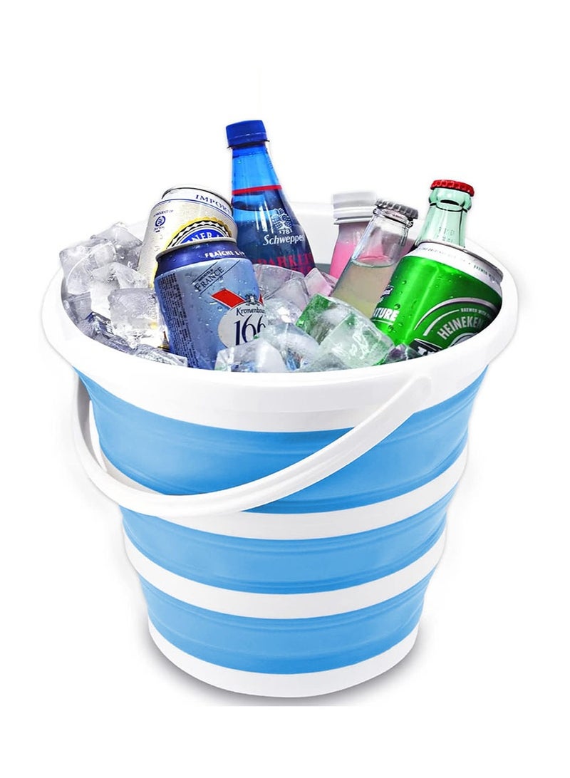 Collapsible Water Bucket (10.5L) – Portable, Easy to Carry & Store, Ideal for Car Wash, Cleaning, Camping, Fishing and Outdoor Activities with Collapsible Handle Design,Blue. - Image 2