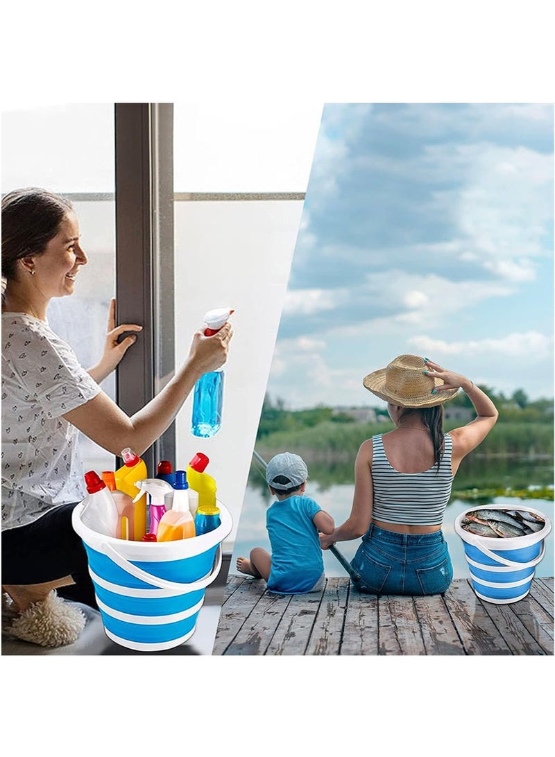 Collapsible Water Bucket (10.5L) – Portable, Easy to Carry & Store, Ideal for Car Wash, Cleaning, Camping, Fishing and Outdoor Activities with Collapsible Handle Design,Blue. - Image 3