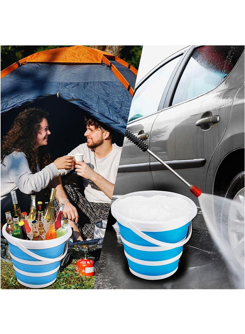 Collapsible Water Bucket (10.5L) – Portable, Easy to Carry & Store, Ideal for Car Wash, Cleaning, Camping, Fishing and Outdoor Activities with Collapsible Handle Design,Blue. - Image 4