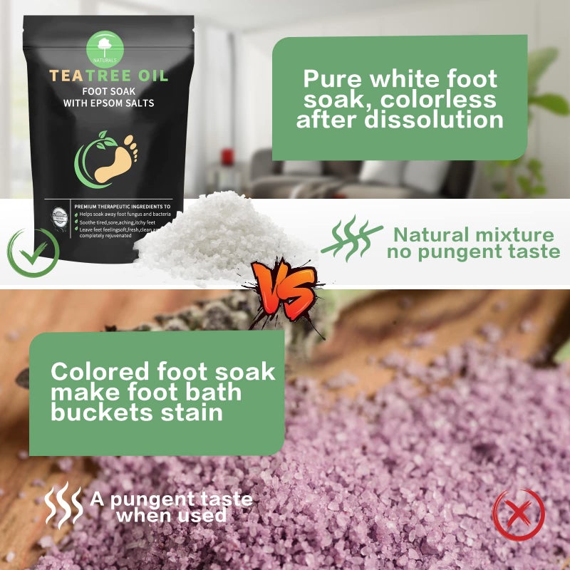 HEAMAVIN Tea Tree Oil Foot Soak with Epsom Salt - Pedicure Foot Spa for Toenail Fungus Treatment, Nail Discoloration, Stubborn Foot Odor and Itchiness -16 oz - Image 2