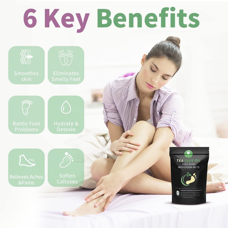 HEAMAVIN Tea Tree Oil Foot Soak with Epsom Salt - Pedicure Foot Spa for Toenail Fungus Treatment, Nail Discoloration, Stubborn Foot Odor and Itchiness -16 oz - Image 3