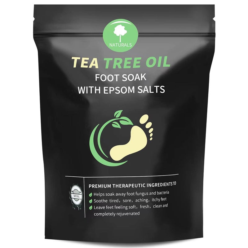 HEAMAVIN Tea Tree Oil Foot Soak with Epsom Salt - Pedicure Foot Spa for Toenail Fungus Treatment, Nail Discoloration, Stubborn Foot Odor and Itchiness -16 oz - Image 1