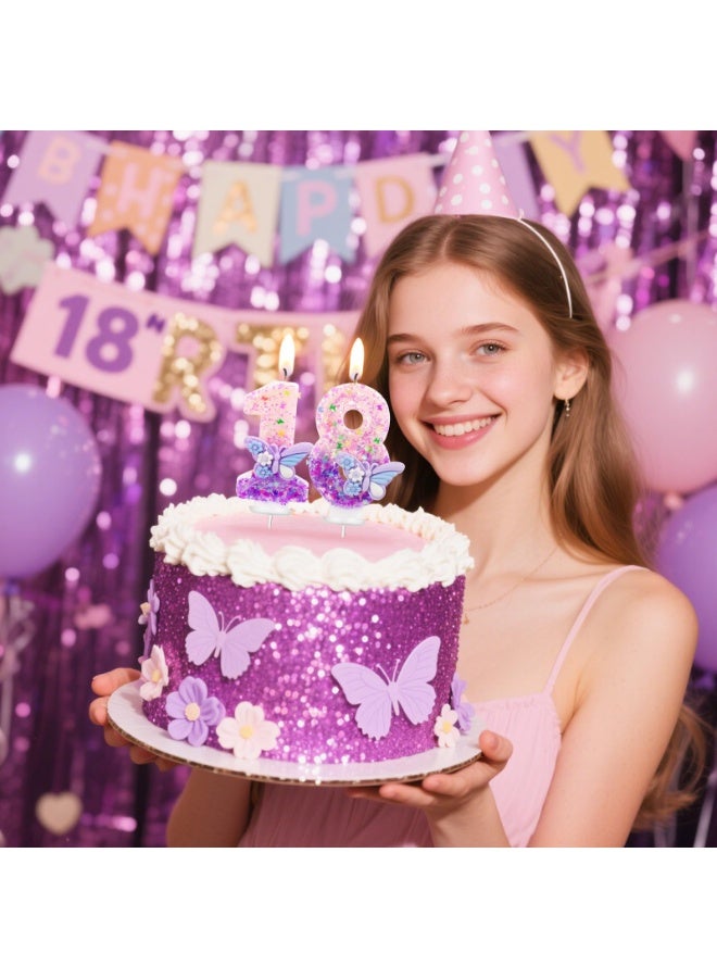 Birthday Candles Butterfly Birthday Candles for Cake Glitter Number 7 Candle Cake Topper with Sequins  - Image 4