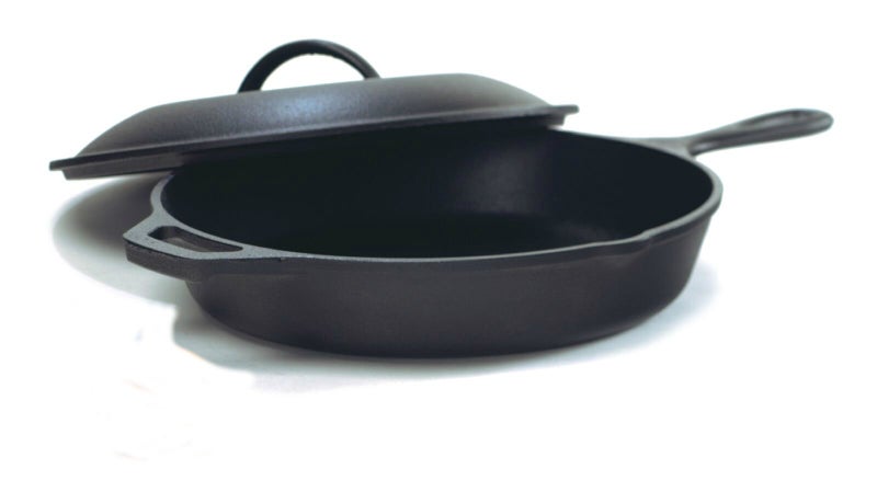 Lodge Seasoned Cast Iron Skillet With Lid 12 Inch  Frying Pan Set