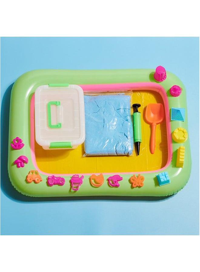 Children's Space Toys Colored Sand Boys And Girls Hot Diy Multi-functional Package Sculpture Children 3-6 Years Old-Color:Green B Package: 12 Small Oceans, 10 Princess Castles, 1 Pump, Shovel, Table (60*45) Storage Box-Specifications:2kg - Image 4
