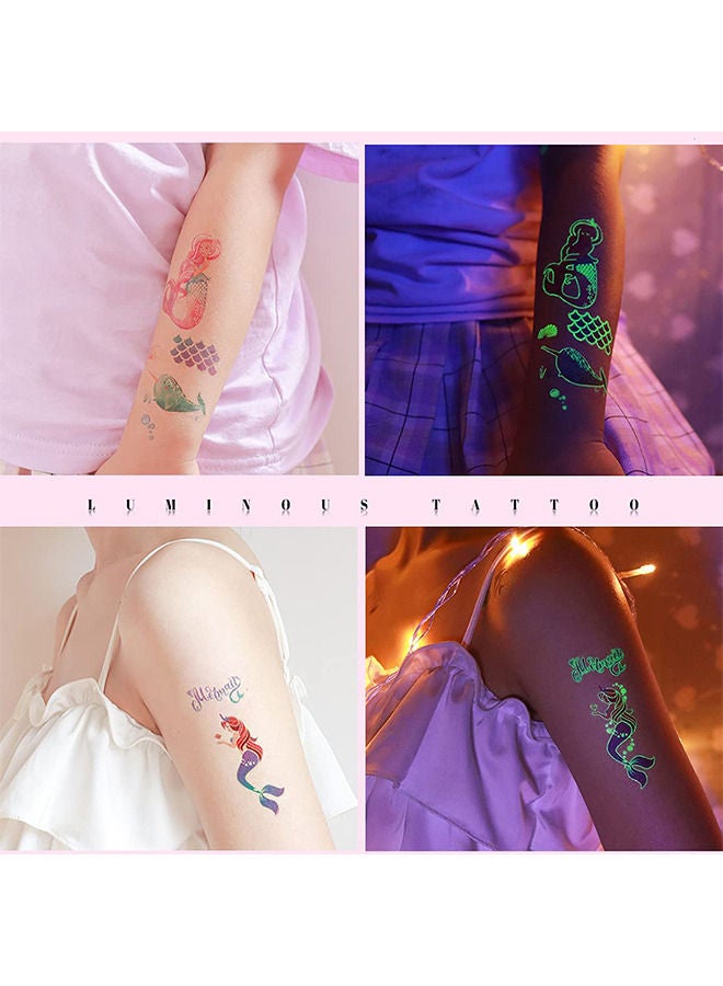 6 وشم مضيئة للأطفال - حورية البحر وشم مؤقت للأطفال - توهج حورية البحر الوشم وهدايا الهدايا الحفل - Image 4
