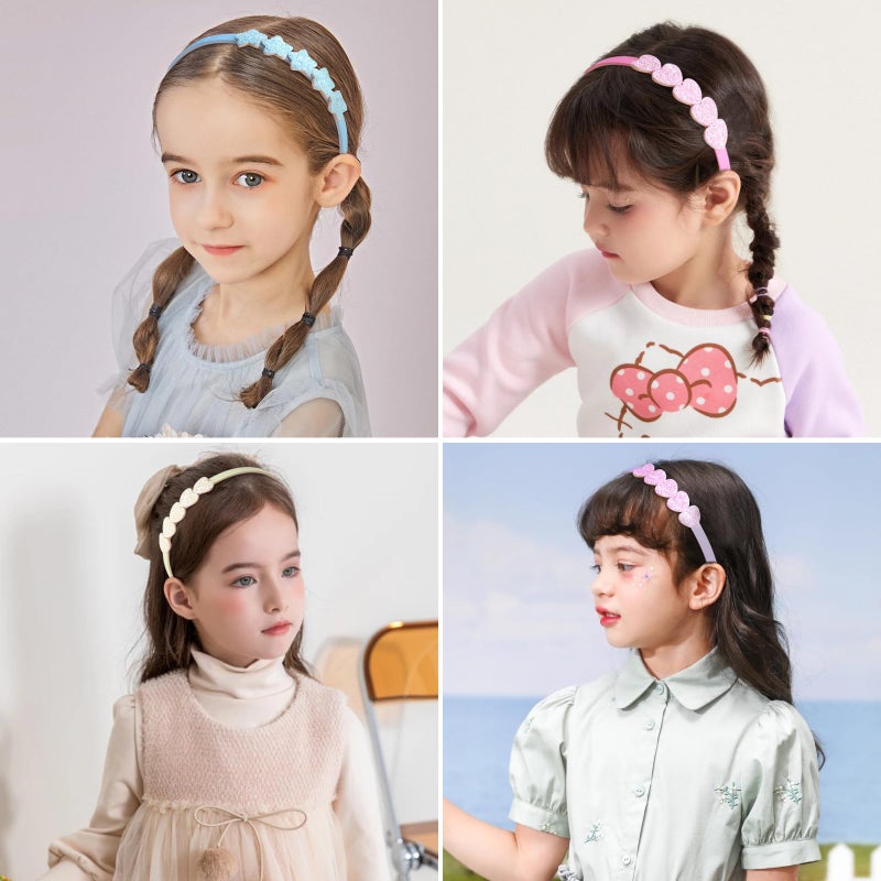 Fishdown Headband for Kids Girls, 10Pcs Rainbow Glitter Hairband for Toddler Heart Rainbow Star Non-slip Headbands with Teeth - Image 3