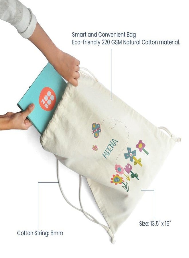 Zooboo Multi-Coloured Drawstring Bag, Flower Power, Unisex, Casual, Multi-Purpose, School, Sport, Travel, Leisure, Soft Shell, Cotton, Waterproof, 1L, 233g, 46x35x25cm, Hand Wash Only - Image 4