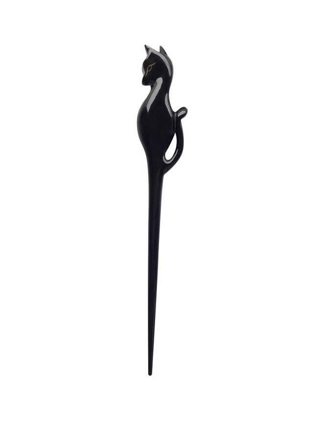Marycrafts Horn Cat Hair Sticks For Buns Hair Fork For Long Hair Women (Set 2 Pcs. Black)  - Image 2