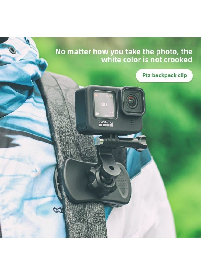 Generic SUREWO Universal GOPRO Sports Camera Schoolbag Clip Backpack Clip Rotating Horizontal And Vertical Racket Strap Fixed Bracket-Color:Schoolbag Clip  - Image 4