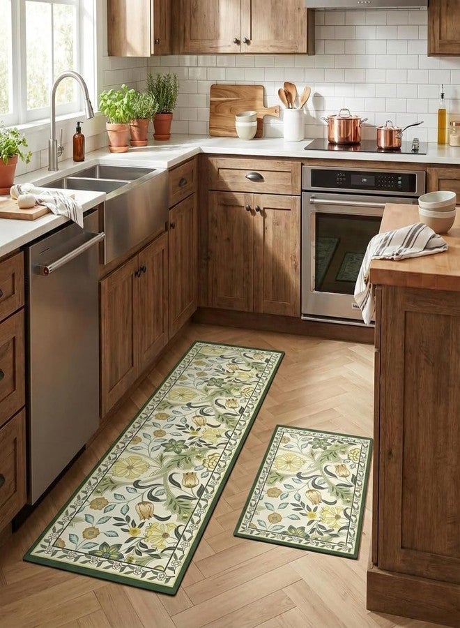 Roslen 2 Pcs Kitchen Mats for Floor, Waterproof Anti Fatigue Memory Foam Rug Set, Non-Slip Washable Kitchen Floor Rugs with Rubber Backing, Comfortable Standing Mat for Kitchen, Sink, Home & Office - Image 3