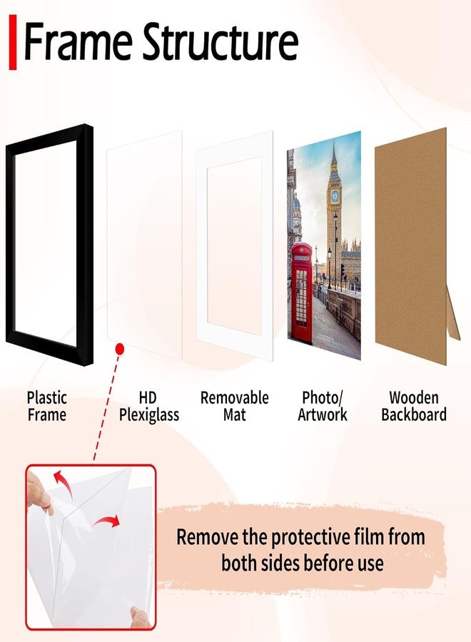 HOMERHYME إطار صور هومرهايم 8x10، مجموعة من 8 إطارات صور سوداء للعرض على الطاولة أو الحائط، يناسب صورًا مقاس 5x7 مع إطار داخلي أو 8x10 بدون إطار داخلي، إطار صور مجمع مع زجاج شبكي عالي الجودة لتزيين المنزل - Image 3