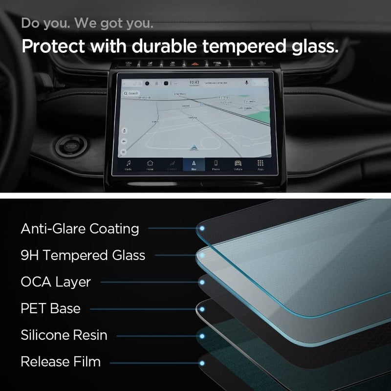 Spigen Tempered Glass Screen Protector [GlasTR Slim] designed for Jeep Grand Cherokee (2021/2022/2023/2024/2025) 10.1 inch Dashboard Touchscreen - Matte/Anti Finger Print - Image 2