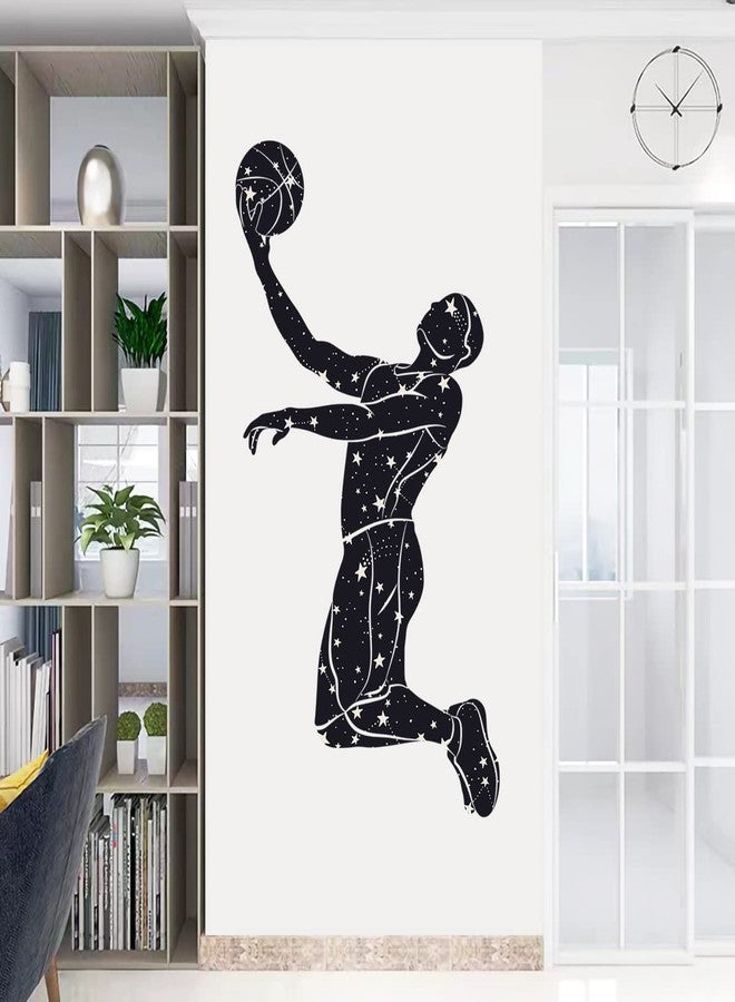 WOYINIS Creative Stars Basketball Player Silhouette Wall Decal Sport Theme Wall Stickers Peel and Stick Basketball Wall Art Mural Sticker for Kids Room Playroom Nursery, Astronomical Background - Image 4
