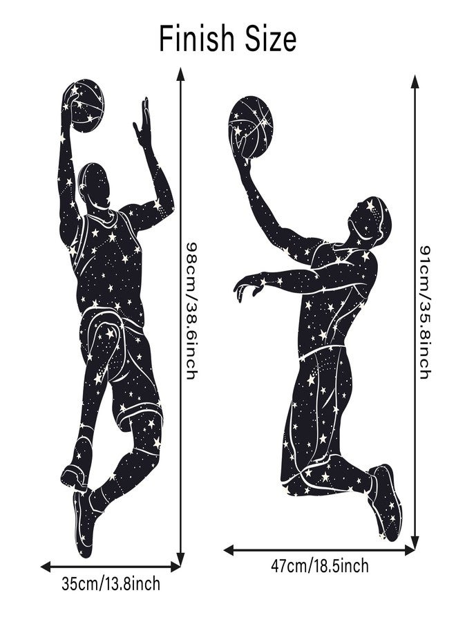 WOYINIS Creative Stars Basketball Player Silhouette Wall Decal Sport Theme Wall Stickers Peel and Stick Basketball Wall Art Mural Sticker for Kids Room Playroom Nursery, Astronomical Background - Image 3