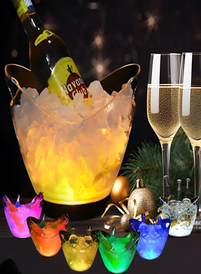 Japard LED Ice Buckets 2l Clear RGB 7 Colors Changing Cooler Ice Container with Stand for Party Home/Party/Champagne Wine Beer (2AA Battery Powered) - Image 3