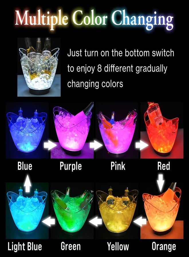 Japard LED Ice Buckets 2l Clear RGB 7 Colors Changing Cooler Ice Container with Stand for Party Home/Party/Champagne Wine Beer (2AA Battery Powered) - Image 4