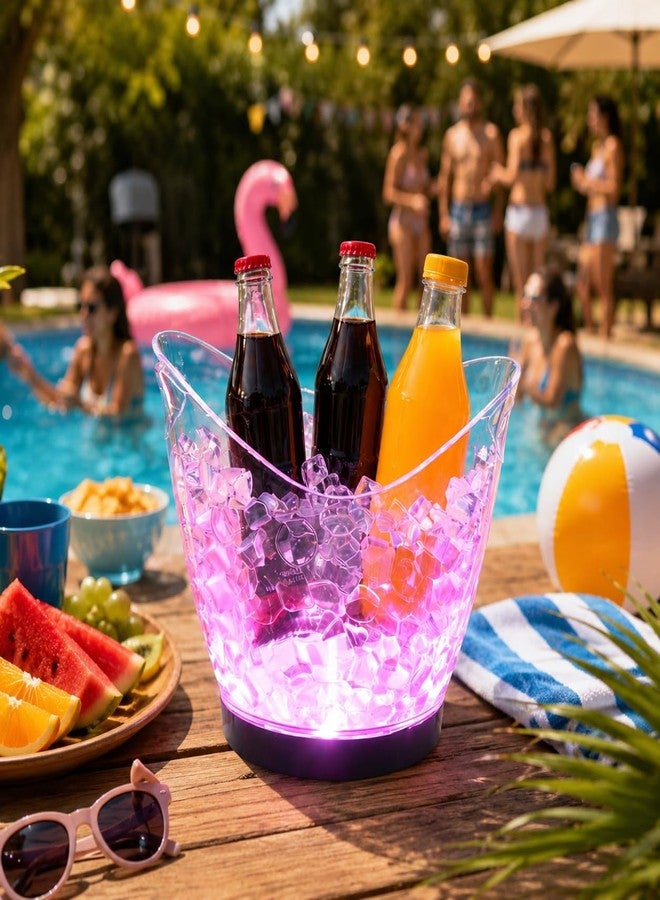 Japard LED Ice Buckets 2l Clear RGB 7 Colors Changing Cooler Ice Container with Stand for Party Home/Party/Champagne Wine Beer (2AA Battery Powered) - Image 1