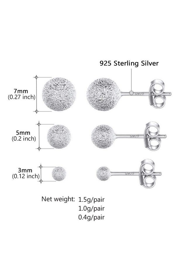 PROSTEEL - 925 Sterling Silver Stud Earrings For Women Pack Ear Studs Set Earnings 3Mm 5Mm 7Mm Ball Simple Earrings - Image 1
