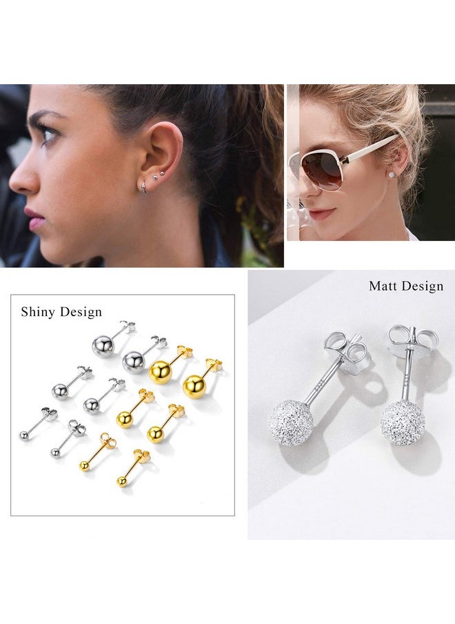 PROSTEEL - 925 Sterling Silver Stud Earrings For Women Pack Ear Studs Set Earnings 3Mm 5Mm 7Mm Ball Simple Earrings - Image 1