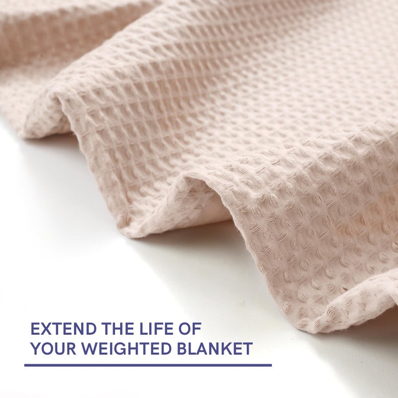 YnM Cotton Waffle Weave Duvet Cover for Weighted Blankets with 16 Strings (Oatmeal,48''x72'') - Image 5