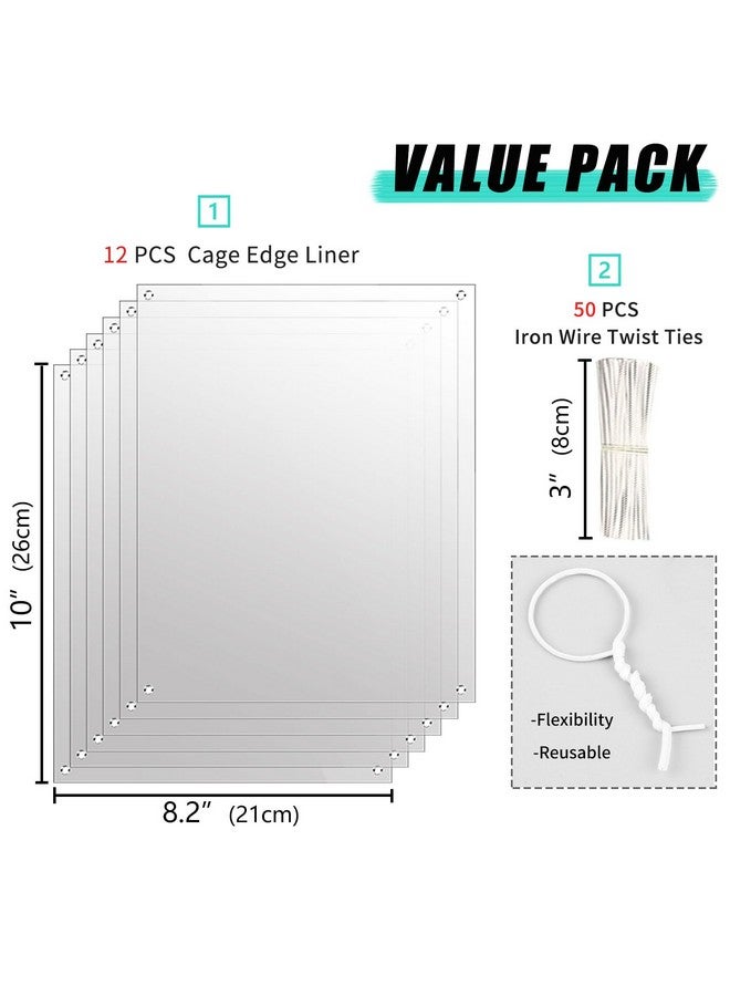 Oncpcare 12 Pack Pet Plastic Cage Liner Protection 10'' x 8.2'' Rabbit Cage Urine Guard Clear Cage Edge Liner Guinea Pig Side Lining Small Animal Cage Accessories - Keep Litter in The Cage - Image 2