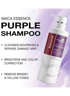 Karseell Karseell maca power Purple Hair Mask and Purple Shampoo Set, Neutralizes Brass & Yellow Tones for Blonde, Gray, Silver Color Treated Hair, 2 x 16.9floz  - Image 2