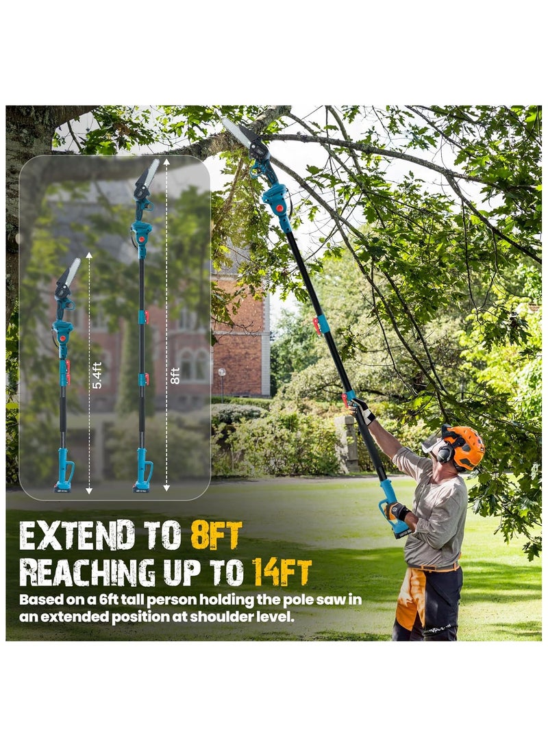 ZLH HITY 2-IN-1 Cordless Pole Saw & 6 Inch Mini Chainsaw, 2 Pack 2.0Ah Battery Powered Pole Saw, Telescoping Electric Pole Chainsaw, Angle Adjustable Electric Pole Saws for Tree Trimming, Wood Cutting - Image 4