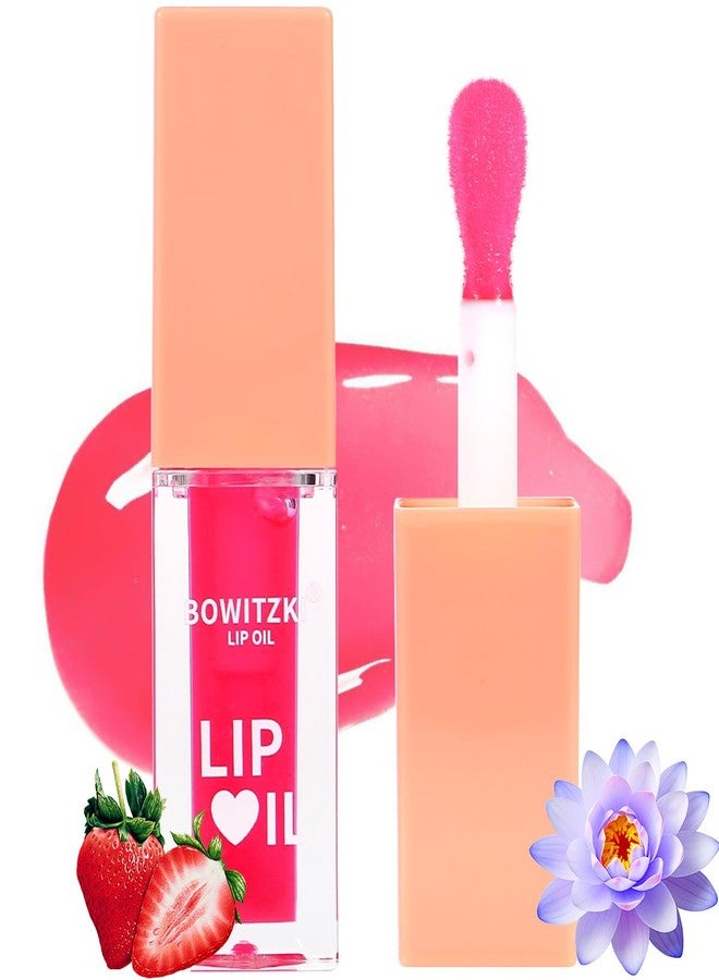 Bowitzki Lip Oil Lip Glow Gloss Hydrating Transparent Tinted Nourishing Long Lasting Lip Balm Care Moisturizing Repairing Lightening Lip Lines Blue lotus Tocopherol Squalane (Berry) - Image 1