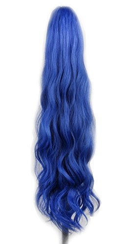 yuehong Long Wavy 21 Colorful Clip InOn Hair Extensions Piece Curly Claw Ponytail wig Blue