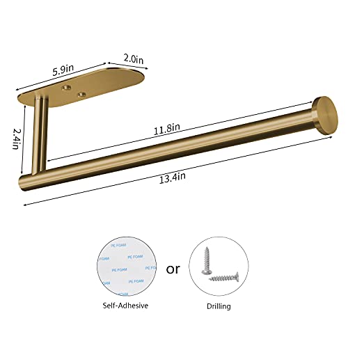 VAEHOLD Adhesive Paper Towel Holder Under Cabinet Wall Mount for Kitchen Paper Towel, Paper Towel Roll Holder Stick to Wall, Stainless Steel (Gold) - Image 5