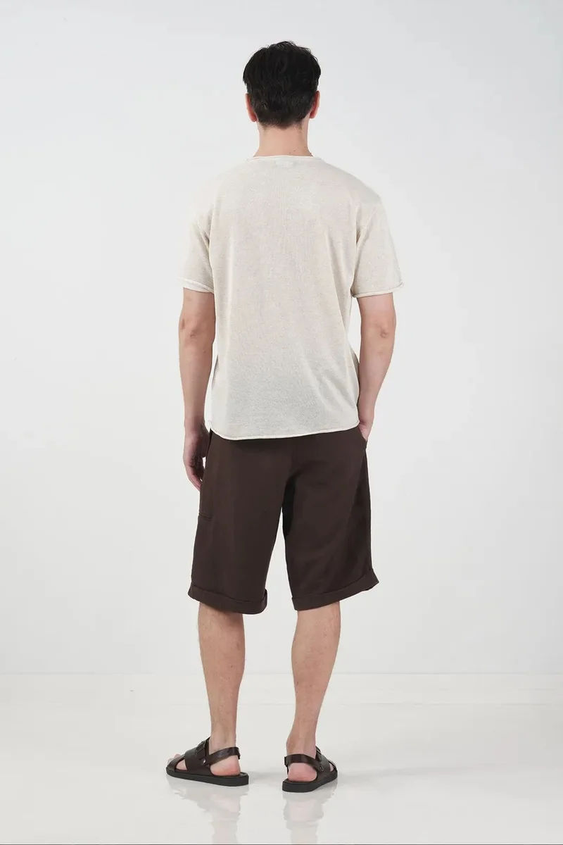 Giesto Oatmeal Natural GIESTO Men's Cotton Linen T-Shirt for Men | Best Price UAE