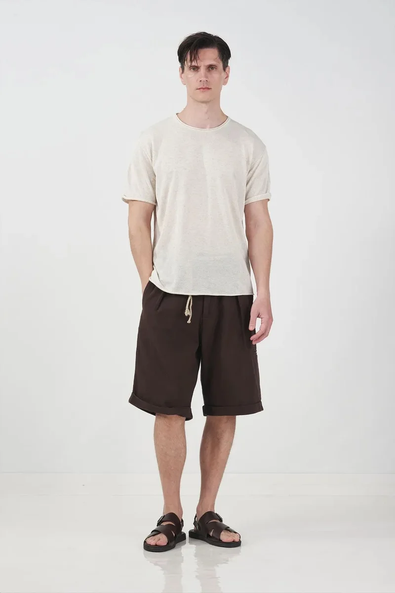 Giesto Oatmeal Natural GIESTO Men's Cotton Linen T-Shirt for Men | Best Price UAE