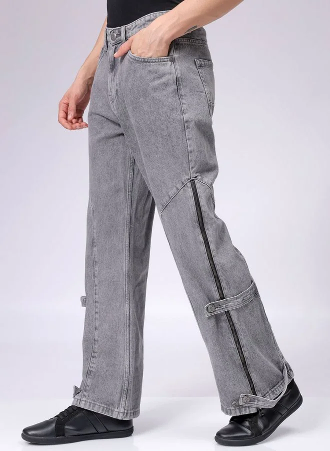 The Indian Garage Co Men Bootcut Loose Fit Solid Mid-Rise Jeans
