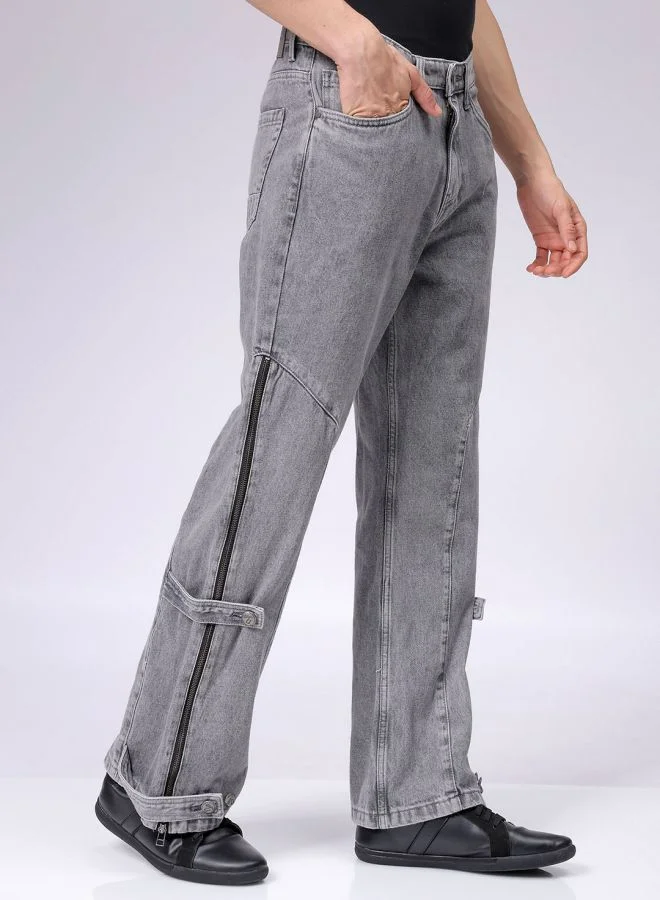 The Indian Garage Co Men Bootcut Loose Fit Solid Mid-Rise Jeans