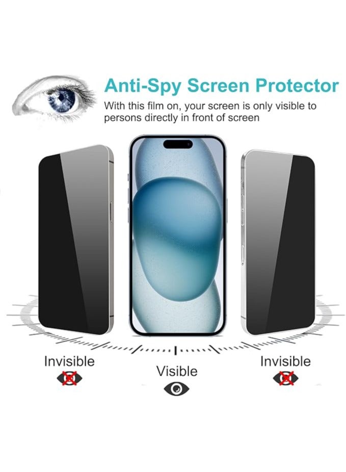 general [2+2 Pack] iPhone 15 Privacy Screen Protector with Camera Lens Protector Full Coverage Anti-Spy Tempered Glass Film 9H Hardness Upgrade Edge Protection Easy Installation Bubble Free Specially - Image 4