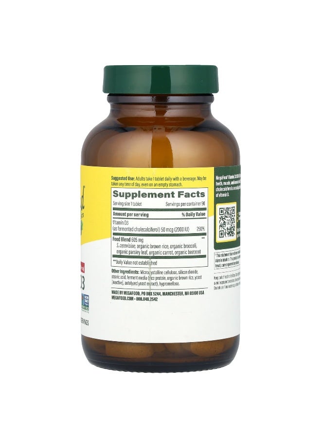 MegaFood, Vitamin D3, 2,000 IU (50 mcg), 90 Tablets (Packaging may vary) - Image 2