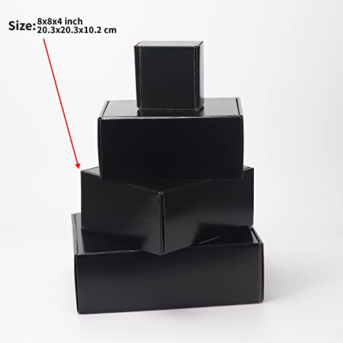 EXYGLO Shipping Cardboard Boxes for Small Business, Packing and Mailing, 8x8x4 - Pack of 25, Black - Image 3