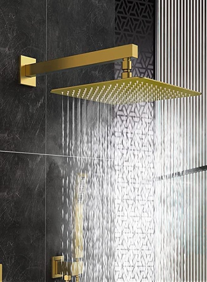 TOSCH Stainless Steel 304 8X8 INCHES Showerhead Grade High Pressure GOLD Square Extra Heavy Rainfall Ultra Slim Ceiling or Wall mount Overhead Shower Only (WITHOUT ARM) Gold Matte Finish (Series-Super Heavy) - Image 1