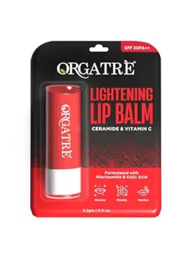 Orgatre مرطب ومفتح للشفاه من ORGATRE للرجال والنساء (3.2 جم) | حماية من الشمس SPF 30 PA++ | مخصص للشفاه الداكنة، والمصبوغة، والجافة، والمتشققة | يحتوي على السيراميد وفيتامين C - Image 1
