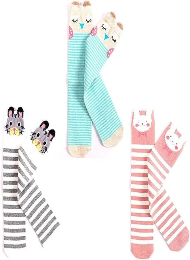 Galox جوارب عالية الركبة للفتيات من غالوك - هدية ممتعة مجنونة بنقوش حيوانات لطيفة - جوارب قطنية طويلة للأعمار من 5 إلى 14 سنة - 6 أزواج - Image 4