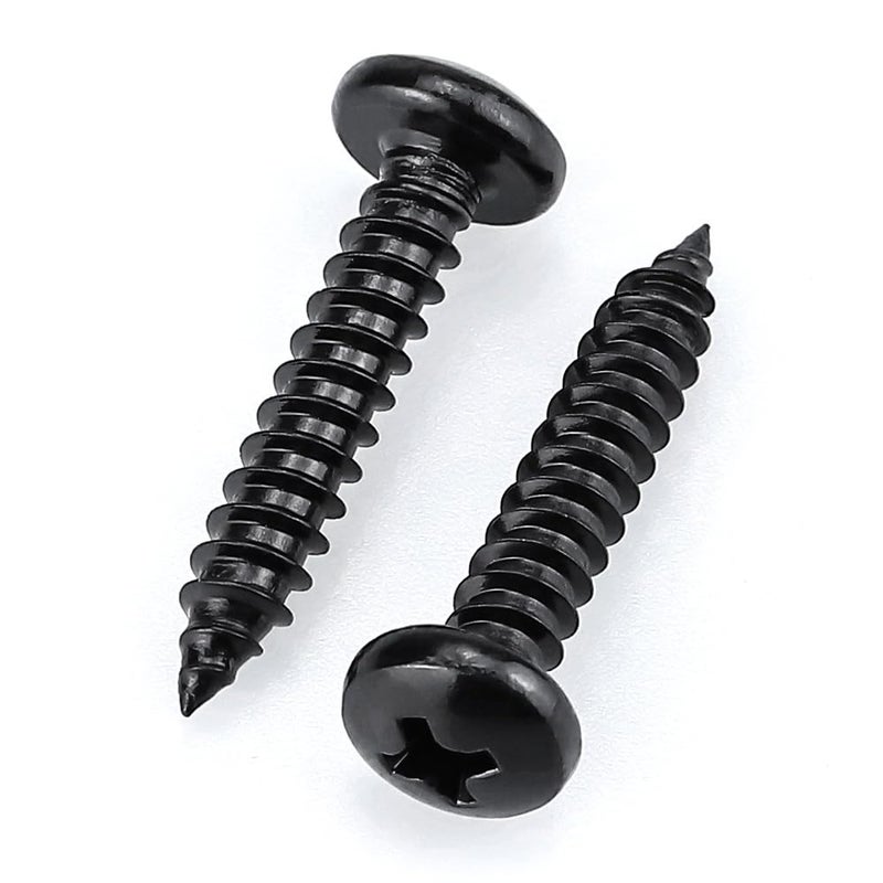 Glvaner #6 x 1-1/4 inch Phillips Pan Head Self Tapping Screws for Wood, Black Coated, 304 Stainless Steel 18-8, Round Head Sheet Metal Tek Screws, 100 pcs - Image 1