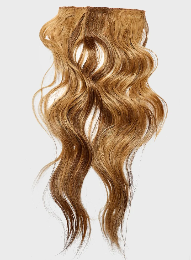 LullaBellz Super Thick 16" 5 Piece Brushed Out Wave Clip In Hair Extensions -26/613X/M30 Mellow Brown
